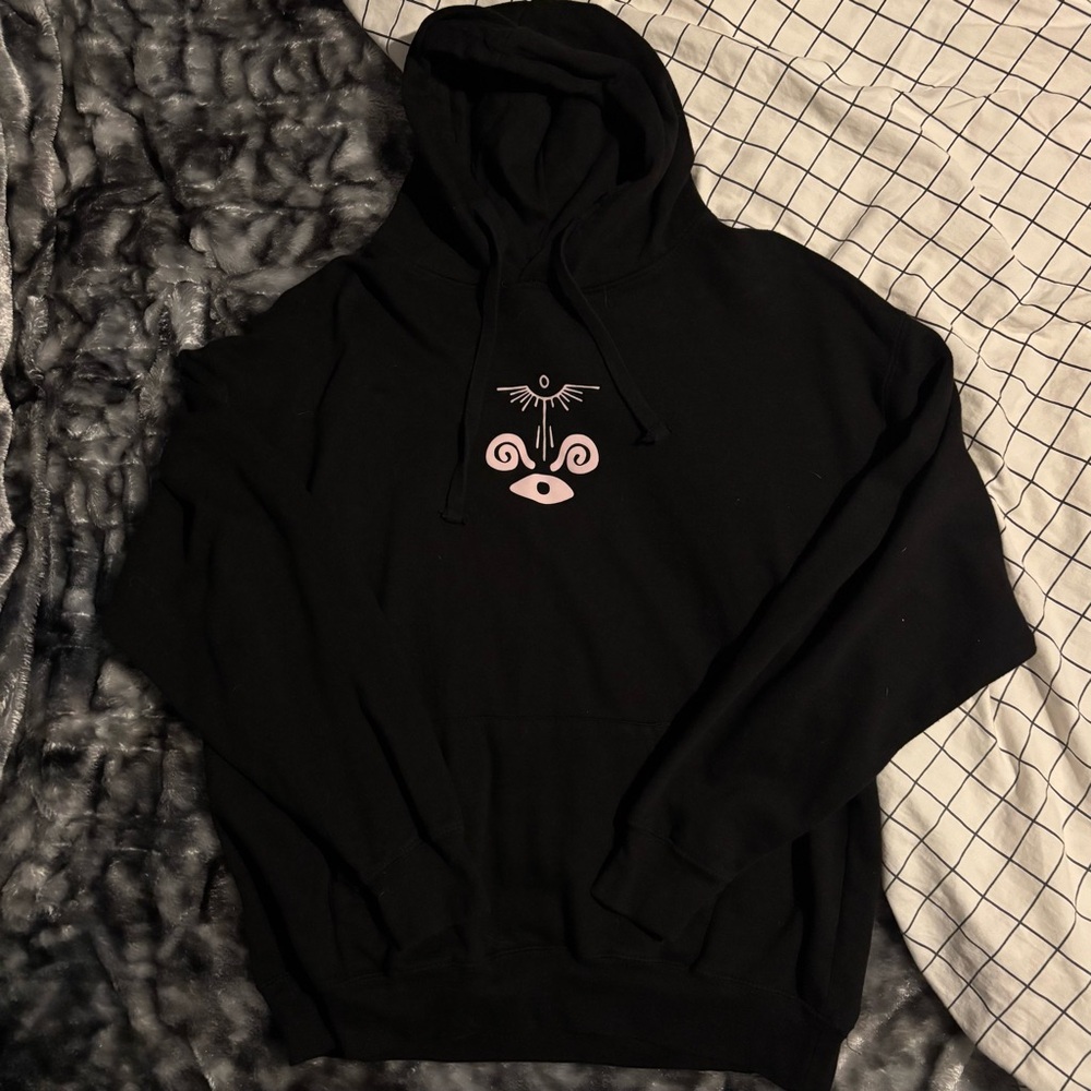 Black Hoodie with Pink Graphic Size Large